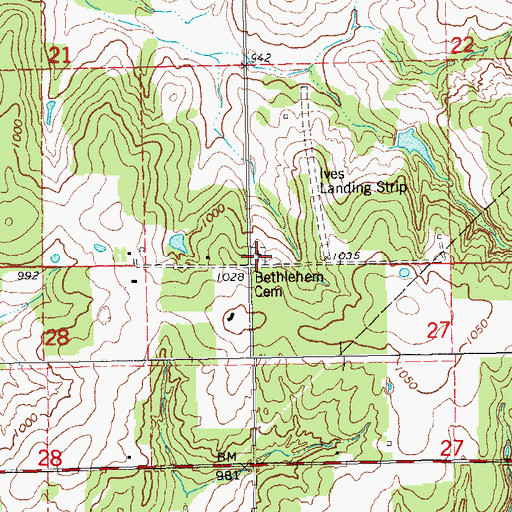 Topographic Map of Bethlehem Cemetery, OK