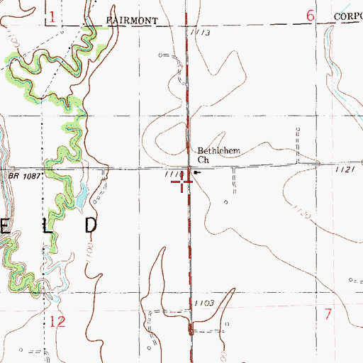 Topographic Map of Bethlehem Church, OK