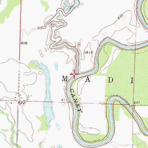 Topographic Map of Bevan Creek, OK