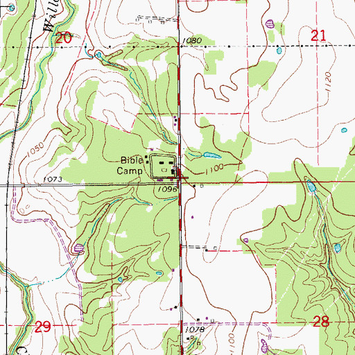 Topographic Map of Bible Camp, OK