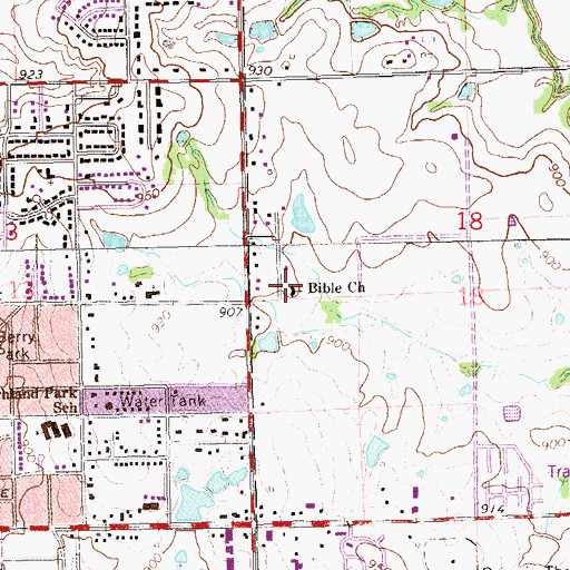 Topographic Map of Bible Church, OK