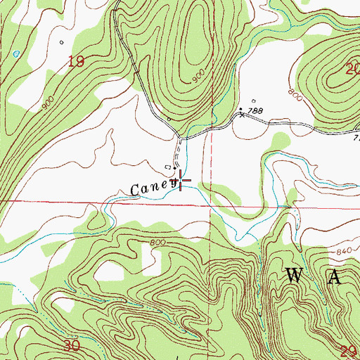 Topographic Map of Bidding Creek, OK