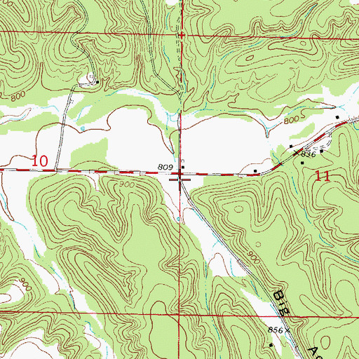 Topographic Map of Big Acorn Hollow, OK