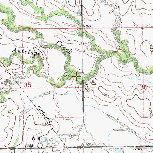 Topographic Map of Big Antelope Creek, OK