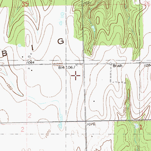 Topographic Map of Big Bend, OK
