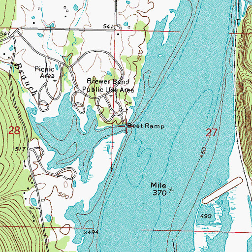 Topographic Map of Big Branch, OK
