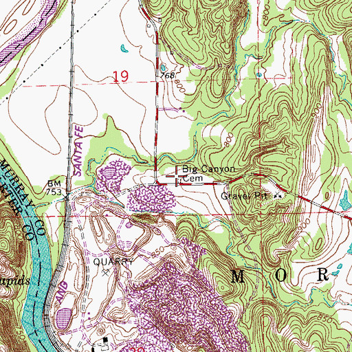 Topographic Map of Big Canyon Cemetery, OK