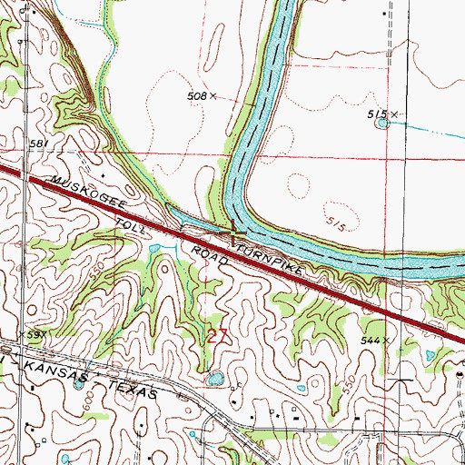 Topographic Map of Big Creek, OK