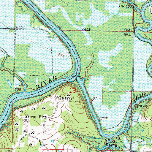 Topographic Map of Big Creek, OK