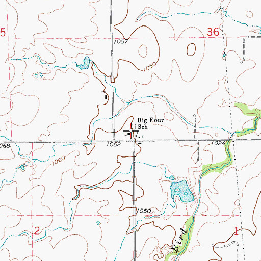 Topographic Map of Big Four School, OK