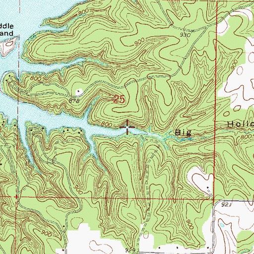 Topographic Map of Big Hollow, OK