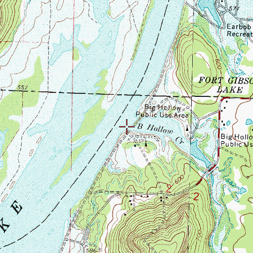 Topographic Map of Big Hollow Creek, OK