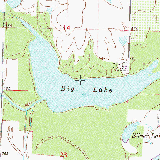Topographic Map of Big Lake, OK