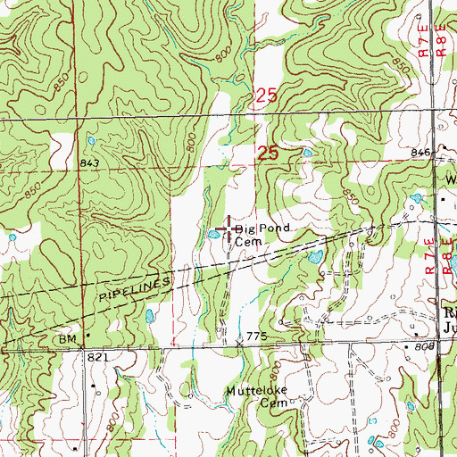 Topographic Map of Big Pond Cemetery, OK