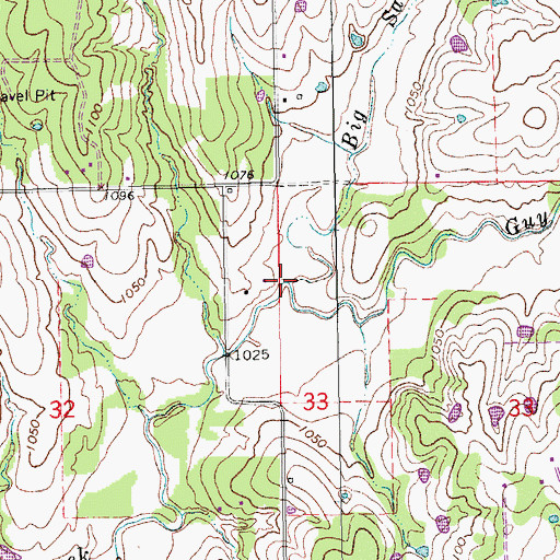 Topographic Map of Big Sandy Creek, OK