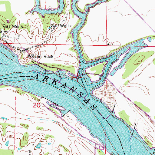 Topographic Map of Big Skin Bayou, OK
