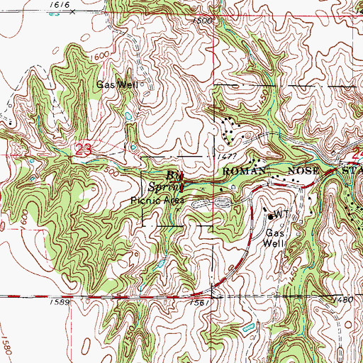 Topographic Map of Big Spring, OK