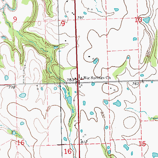 Topographic Map of Big Springs Church, OK