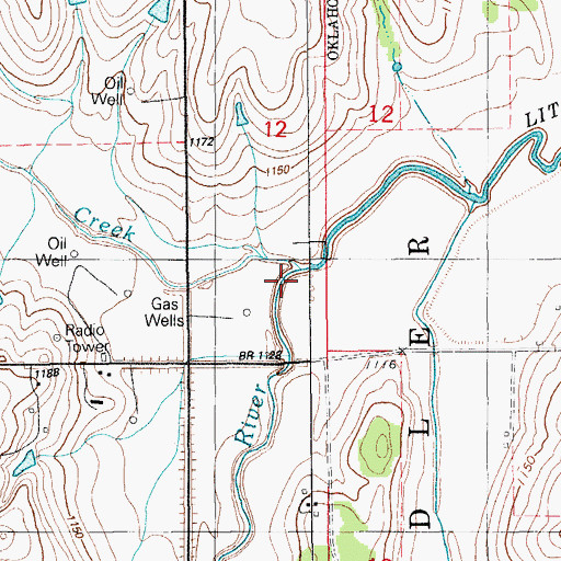Topographic Map of Bills Creek, OK
