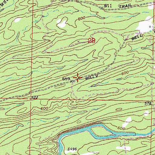 Topographic Map of Billy Bell Trail, OK
