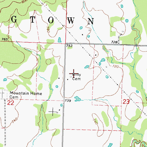 Topographic Map of Billy Cemetery, OK
