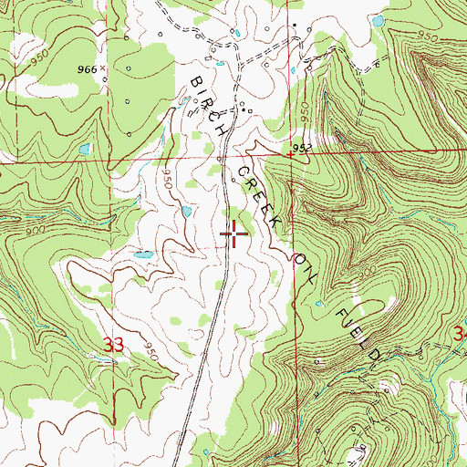 Topographic Map of Birch Creek Oil Field, OK