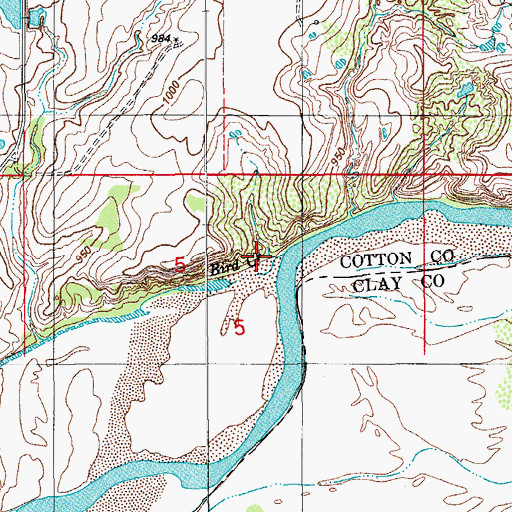 Topographic Map of Bird Creek, OK