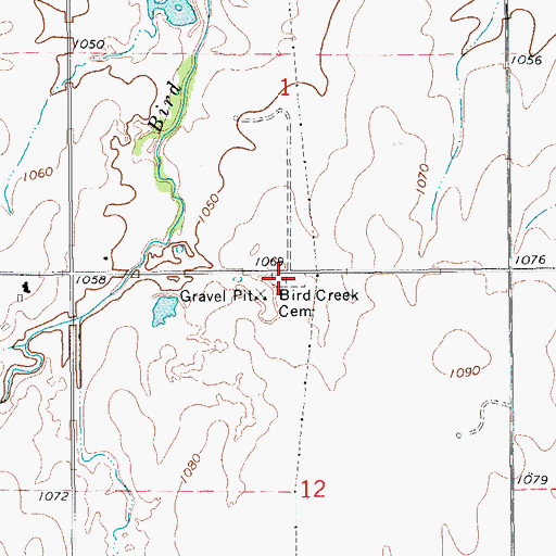 Topographic Map of Bird Creek Cemetery, OK