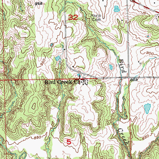 Topographic Map of Bird Creek Church, OK