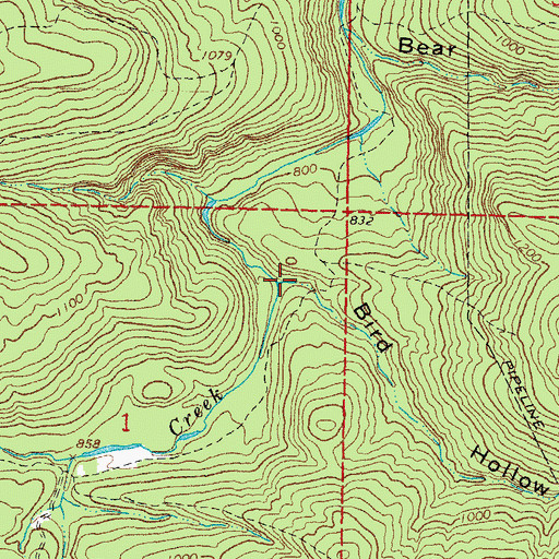 Topographic Map of Bird Hollow, OK