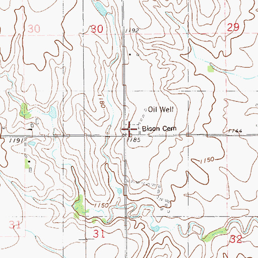 Topographic Map of Bison Cemetery, OK