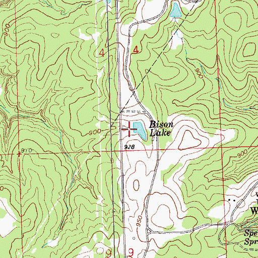 Topographic Map of Bison Lake, OK