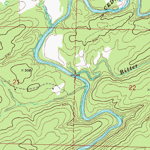 Topographic Map of Bitter Creek, OK