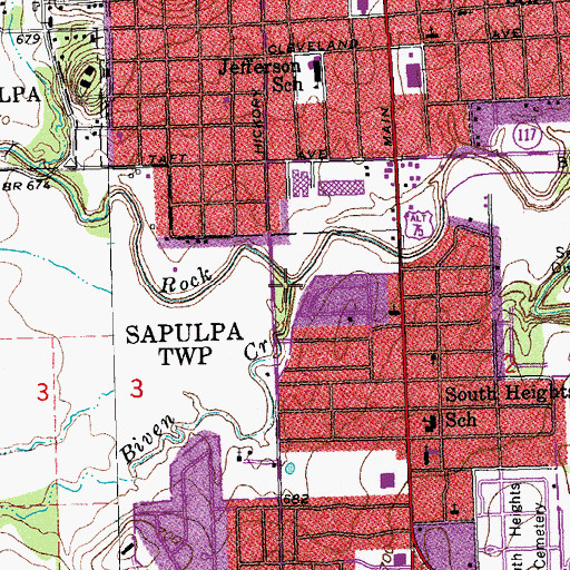 Topographic Map of Biven Creek, OK