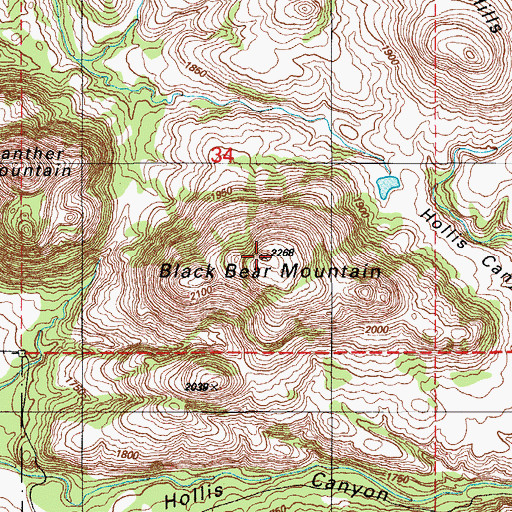 Topographic Map of Black Bear Mountain, OK