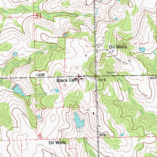 Topographic Map of Black Cemetery, OK