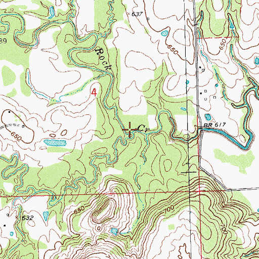 Topographic Map of Black Creek, OK