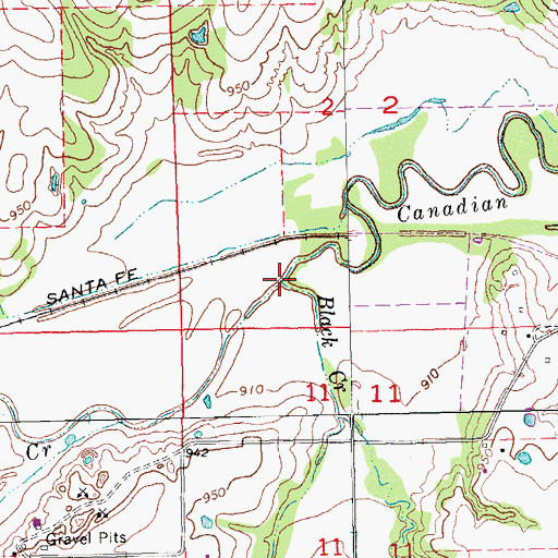 Topographic Map of Black Creek, OK