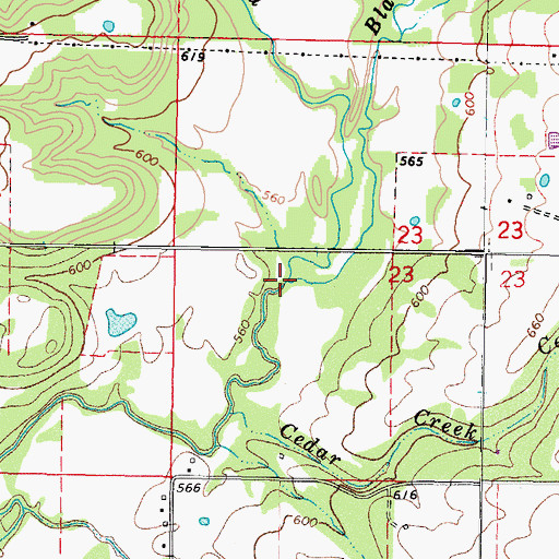 Topographic Map of Black Creek, OK