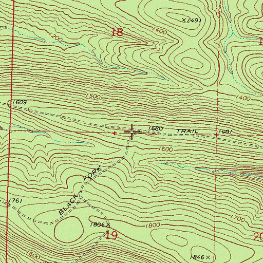 Topographic Map of Black Fork Trail, OK