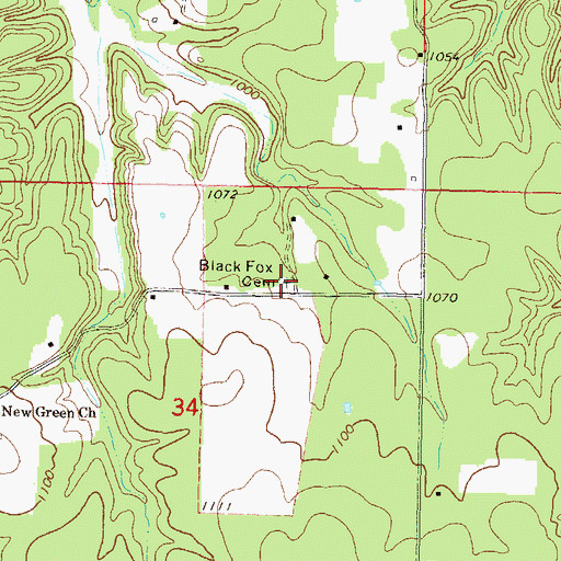 Topographic Map of Black Fox Cemetery, OK
