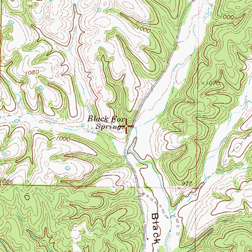 Topographic Map of Black Fox Springs, OK