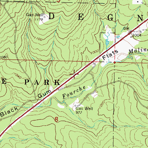 Topographic Map of Black Gum Flats, OK