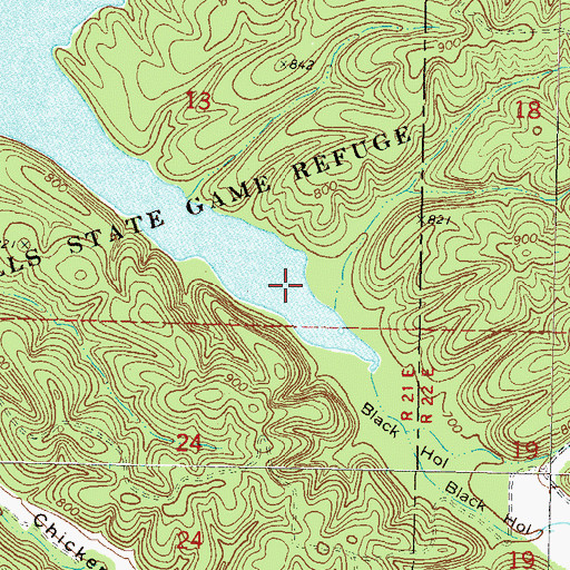 Topographic Map of Black Hollow, OK