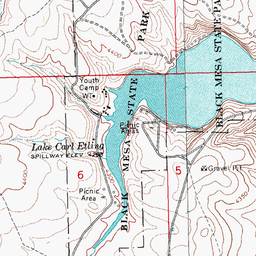 Topographic Map of Black Mesa State Park, OK