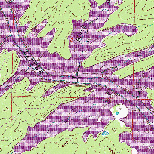Topographic Map of Black Sulphur Creek, OK
