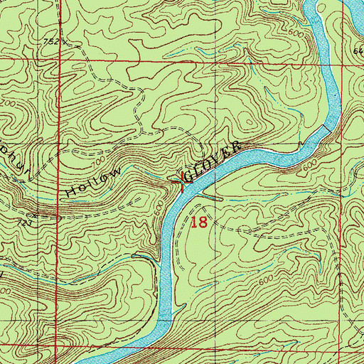 Topographic Map of Black Sulphur Hollow, OK