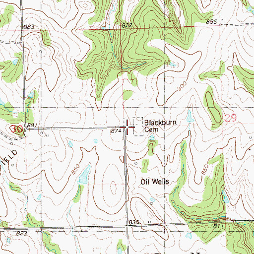 Topographic Map of Blackburn Cemetery, OK