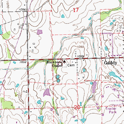 Topographic Map of Blackburn Chapel, OK