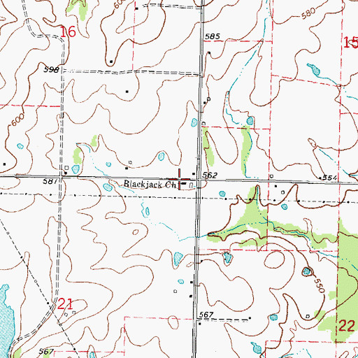 Topographic Map of Blackjack Church, OK